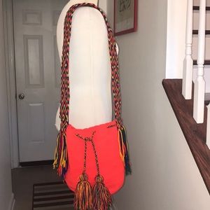 Vintage Handwoven Red Bucket Tassel Bag 😘😘